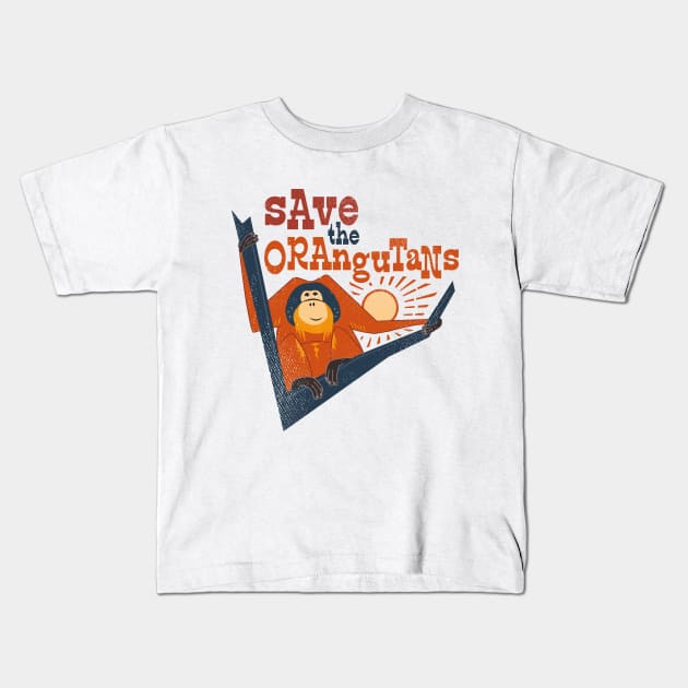 Save the Orangutans - Wildlife Conservation Kids T-Shirt by bangtees